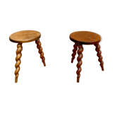 Paire de tabourets tripode