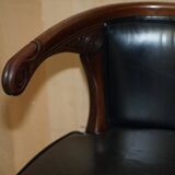 Original Regency office chair in leather and hardwood, style 1815.