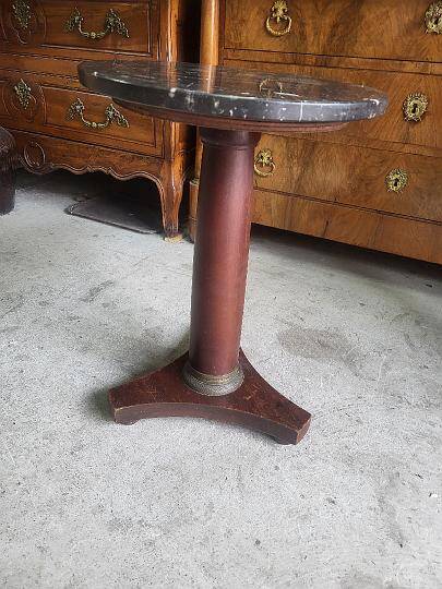 Small empire pedestal table or sellette in mahogany with marble top
