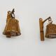 Pair of rattan and cane lantern wall lights. 1950s-1960s