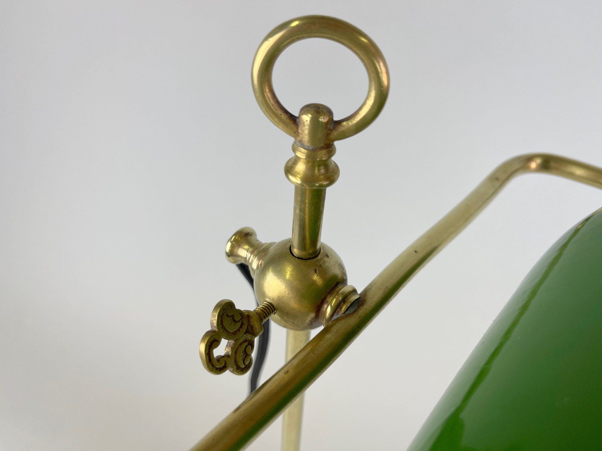 Art deco adjustable brass bankers table lamp, 1920's