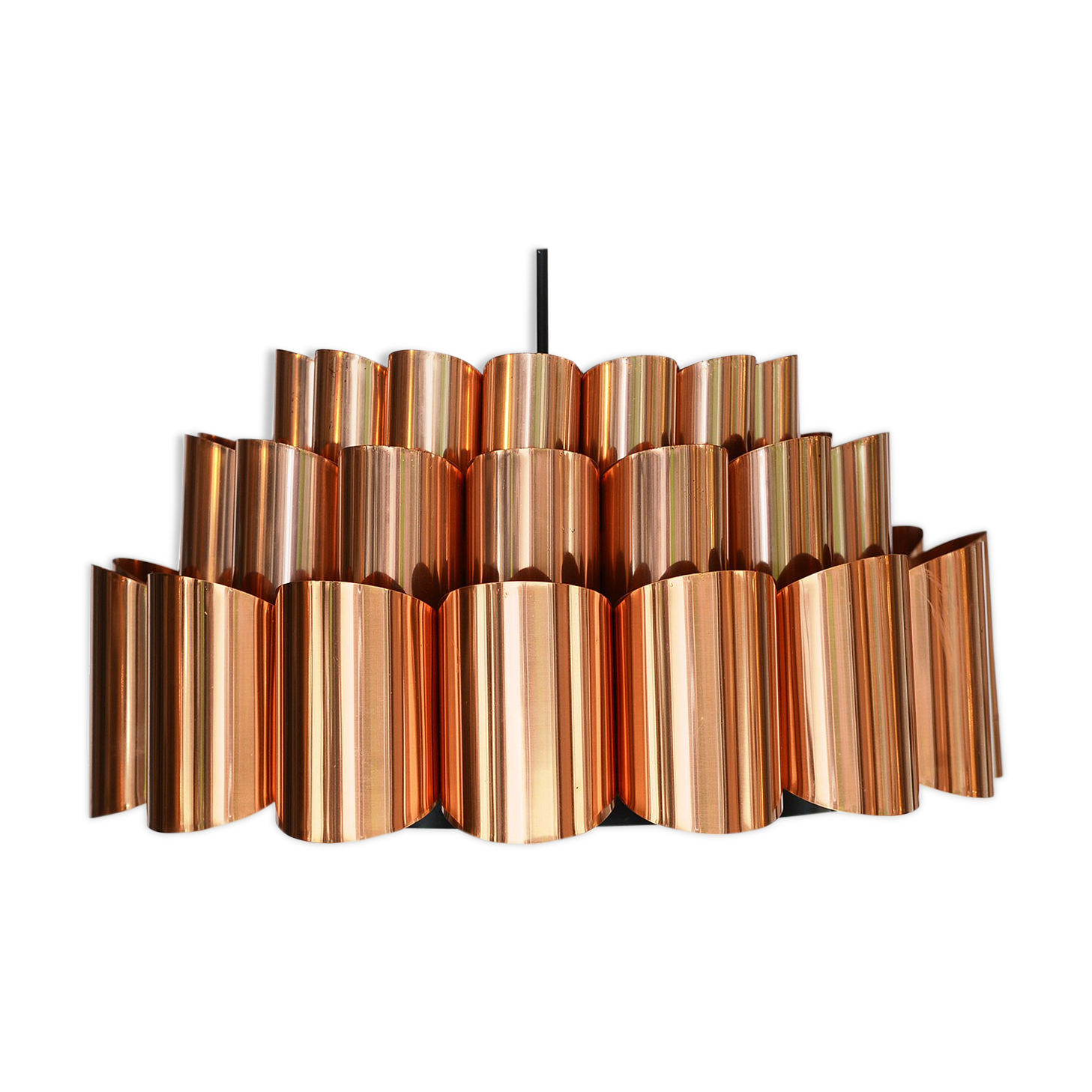 Copper pendant light by Werner Schou for Coronell Electro, Denmark 1960s