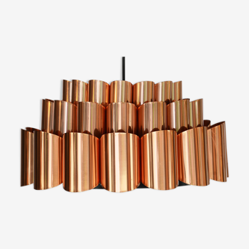 Copper pendant light by Werner Schou for Coronell Electro, Denmark 1960s