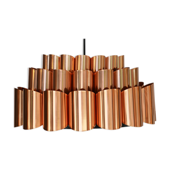 Copper pendant light by Werner Schou for Coronell Electro, Denmark 1960s
