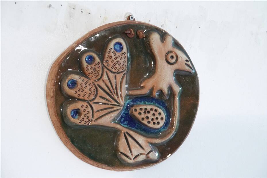 Ceramic wall plaque suede 1960