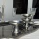 Guy Degrenne silver stainless steel serving tray with an eventful shape