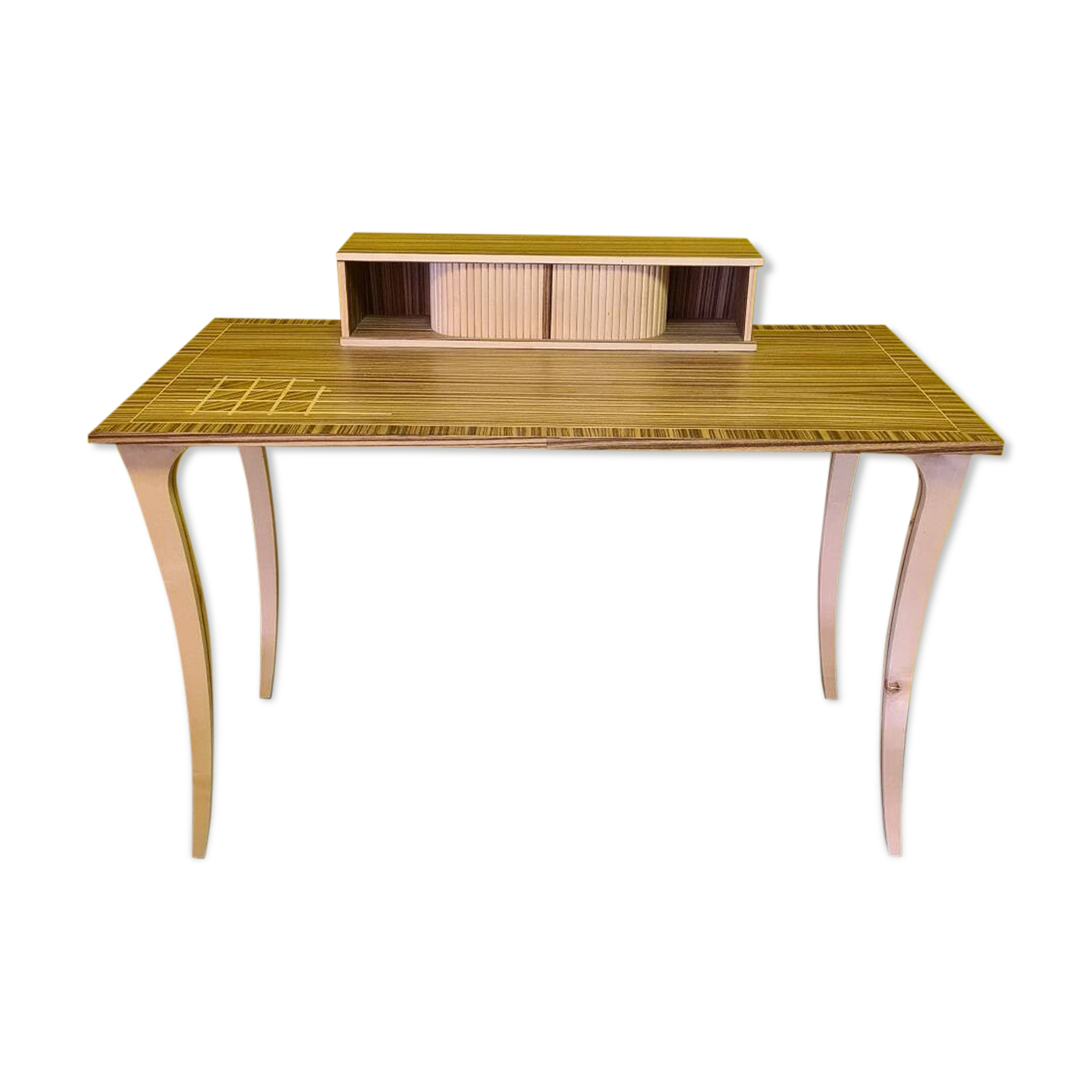 Design Desk Veneered With Zebra Wood, Circa 1980s/90s
