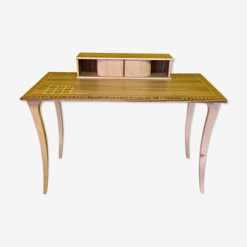 Design Desk Veneered With Zebra Wood, Circa 1980s/90s