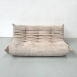 French Togo 3-seater sofa in beige corduroy attributed to Michel Ducaroy for Ligne Roset, 1970s