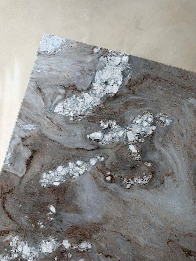 Mid-century coffee table natural stone chrome 1960s Netherlands