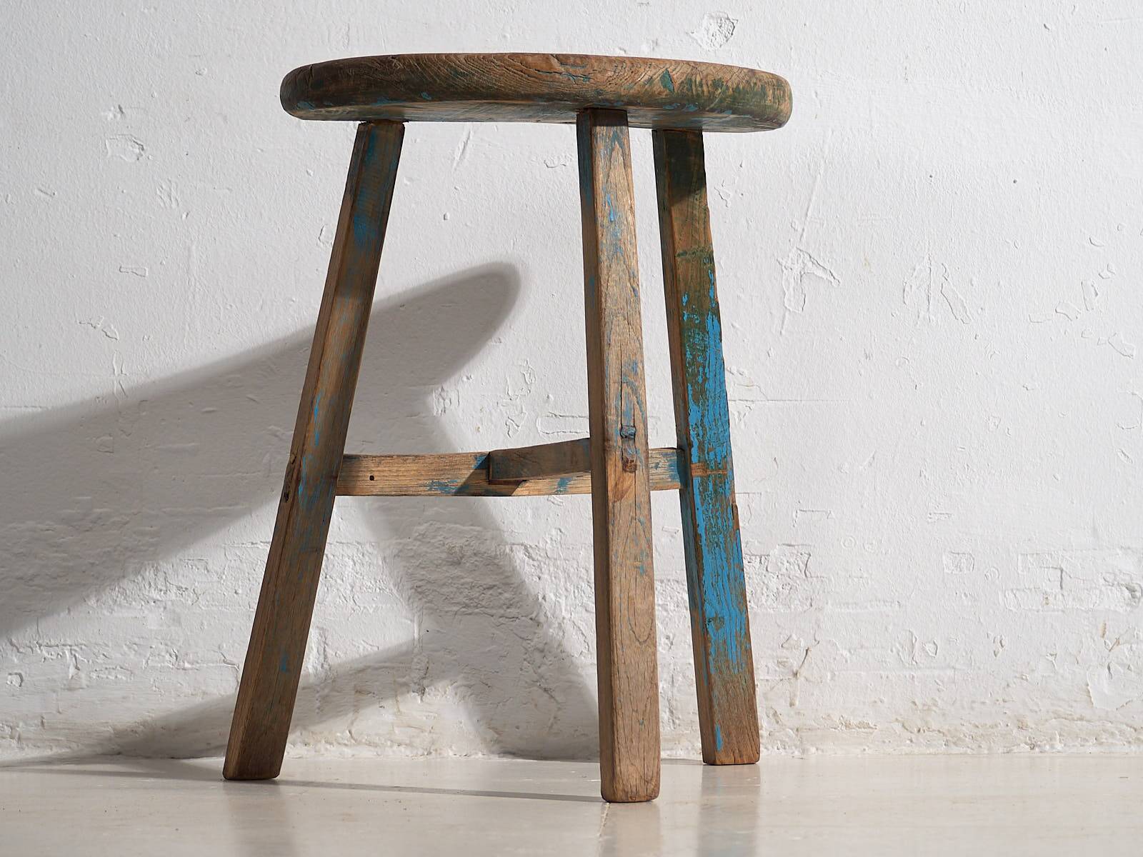 Antique solid wood stool (c.1900) #7