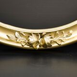 Cadre vide ovale doré ancien avec fleurs sculptées bois et stuc 63 x 53