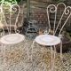 Paire de chaises de jardin Années 40-50 en métal blanc