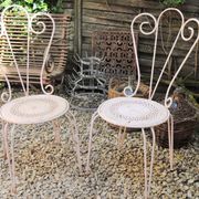 Paire de chaises de jardin Années 40-50 en métal blanc