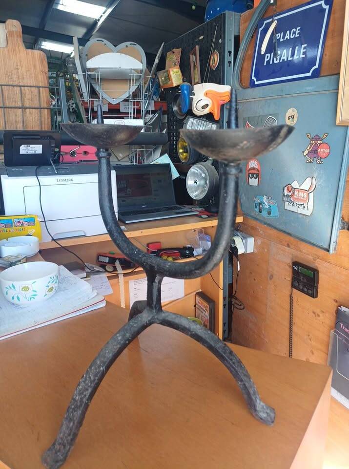 Brutalist wrought iron chandelier