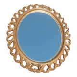 Miroir ovale en résine dorée Syroco, USA 1965