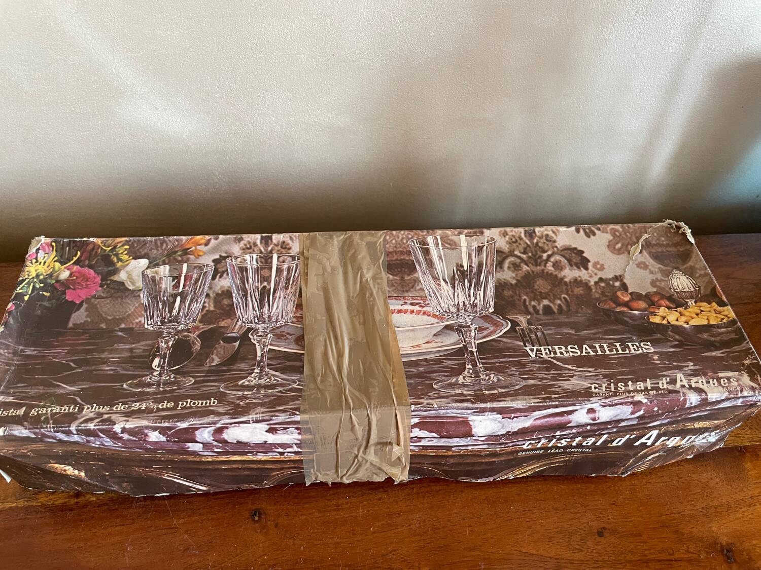 6 Arques Versailles crystal wine glasses
