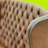 English Georgian Style Tufted Leather Chesterfield Wingback Two Seater Sofa