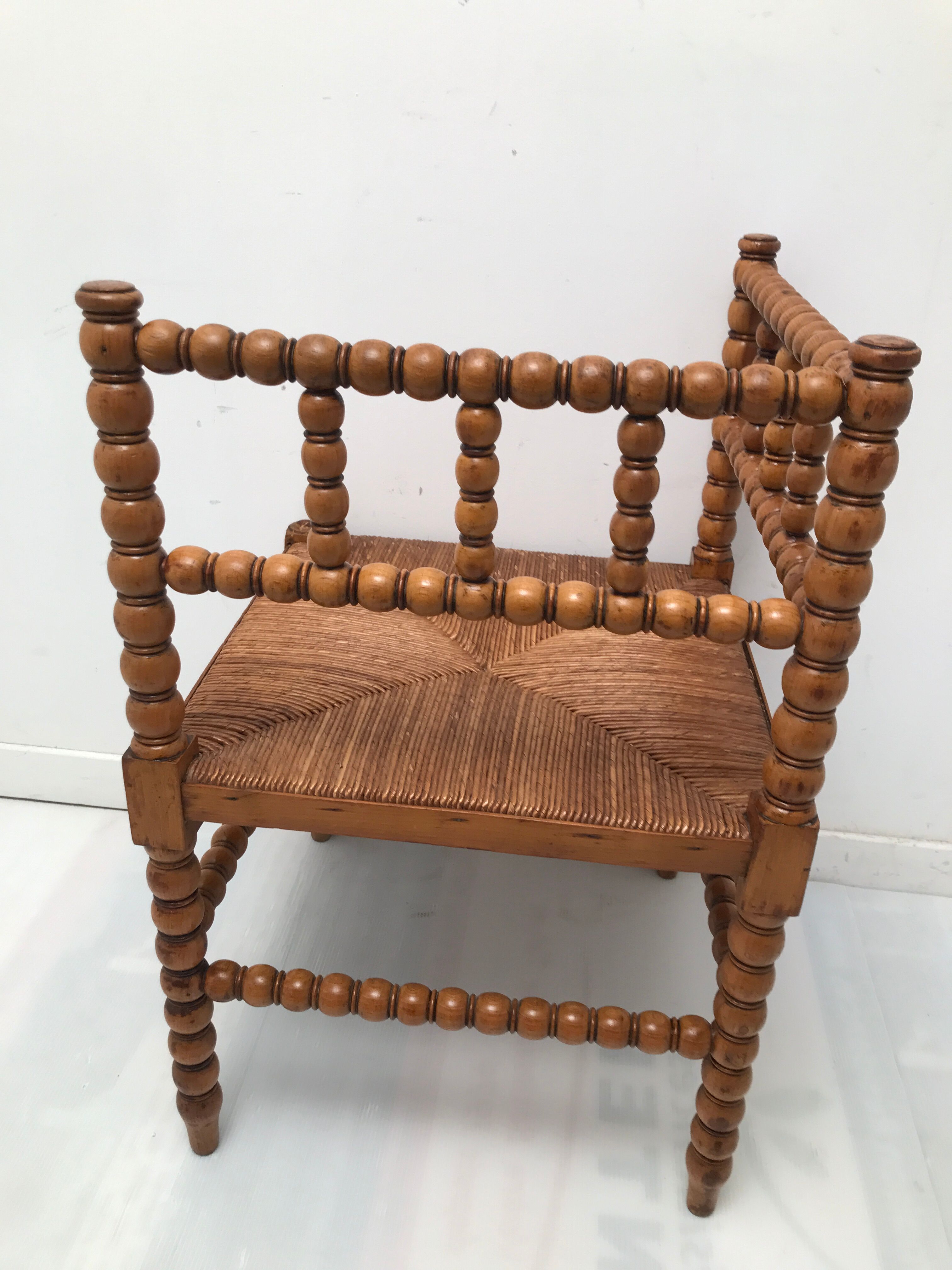 A wooden corner chair turned 1920s