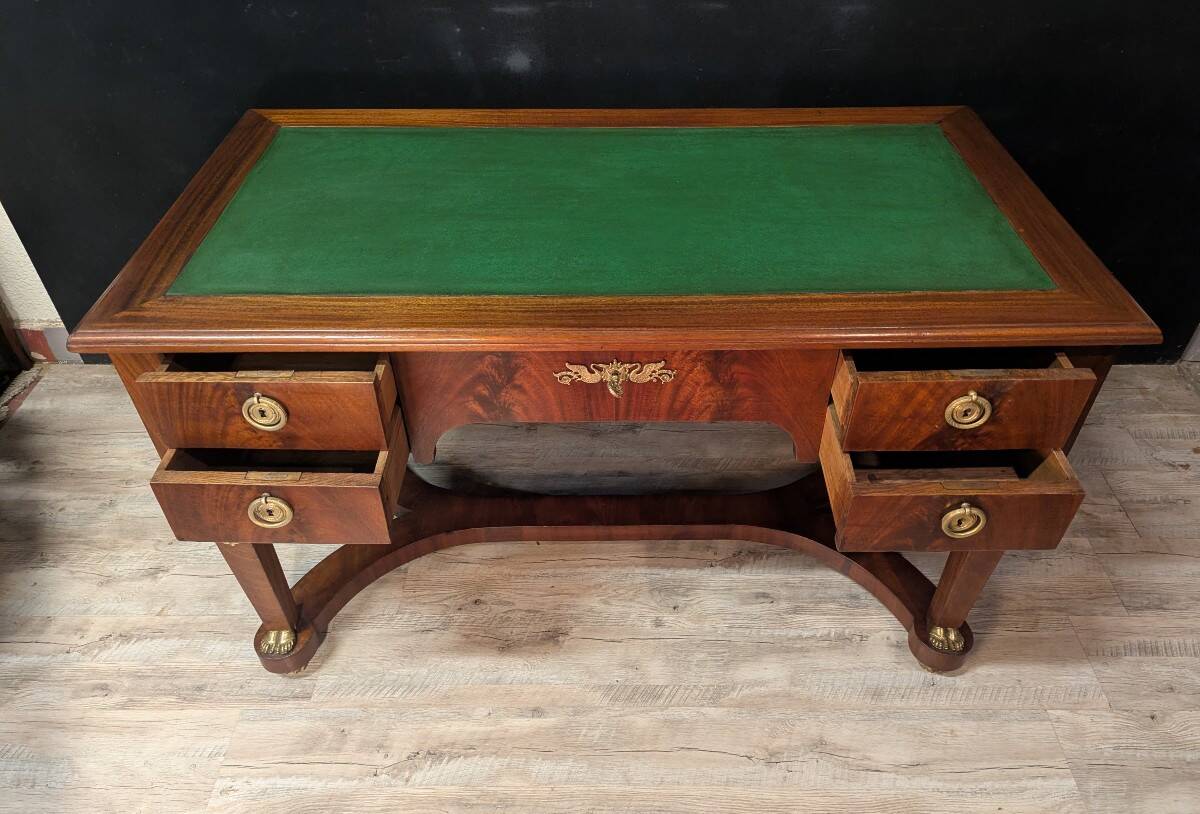 Double-sided Empire-style desk from the Egyptian return in mahogany.