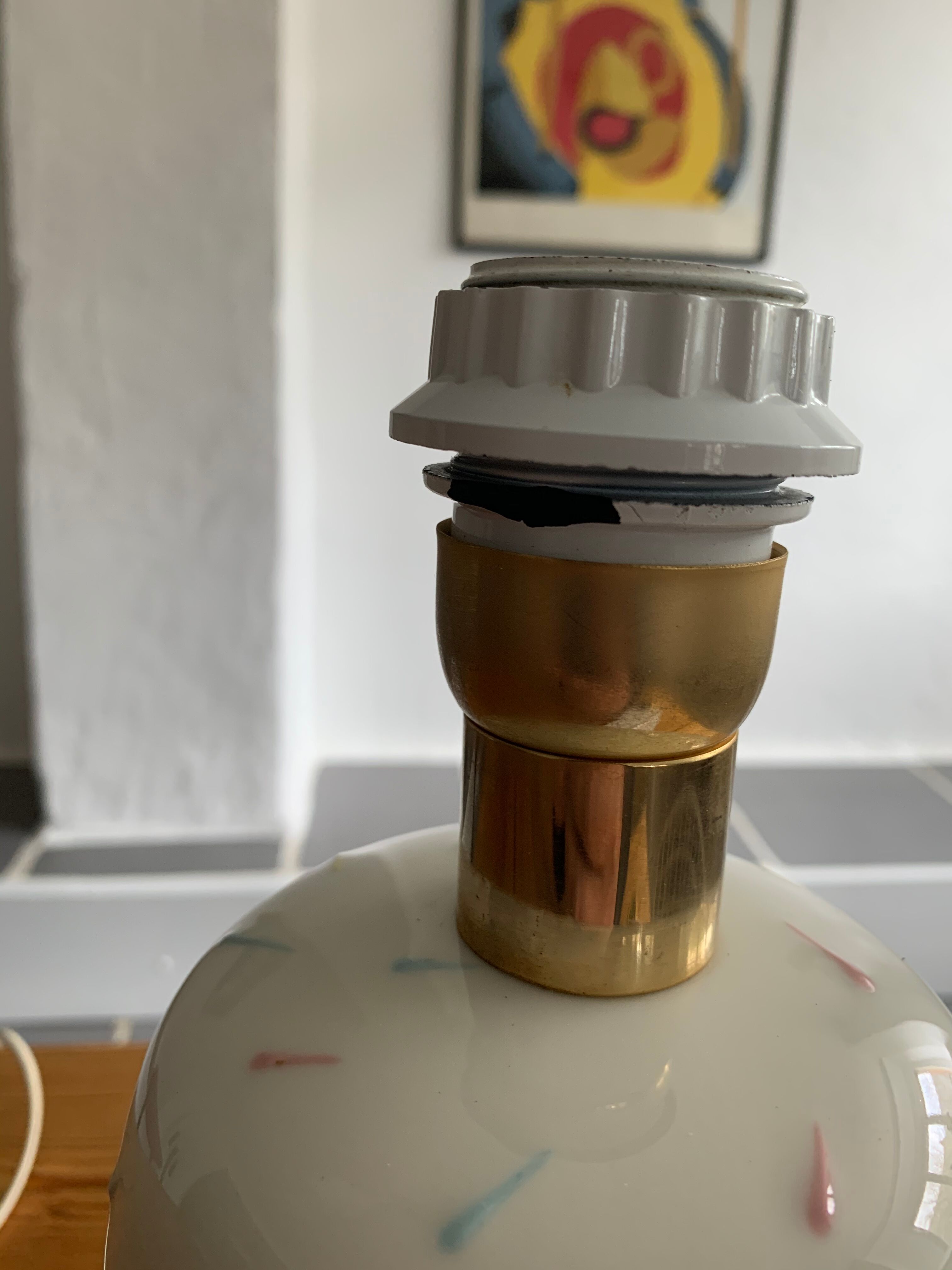 Vintage opalin glass lamp Italian 80s