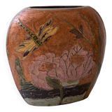 Ancien vase cloisonné nénuphars libellules vintage