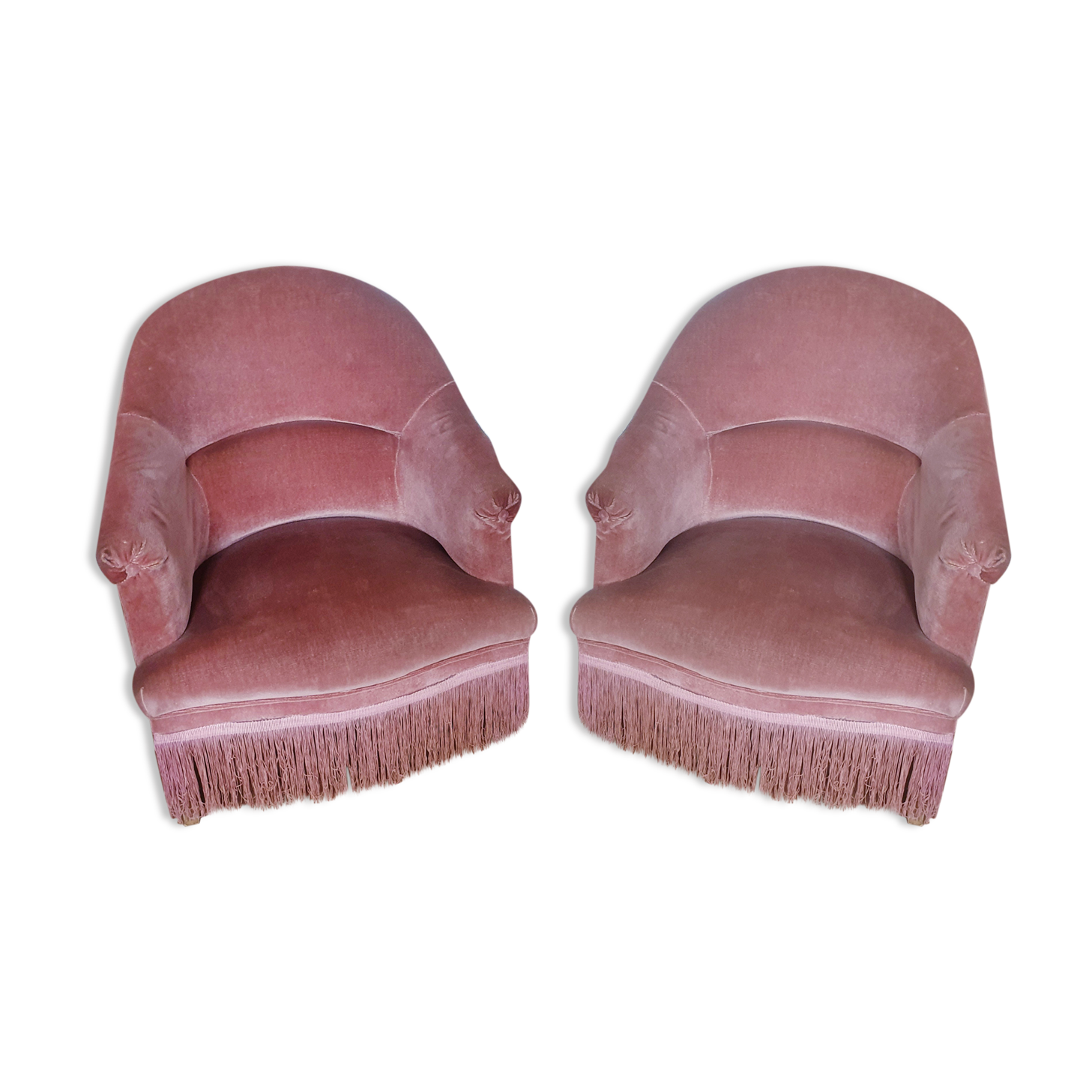 Pair of powder pink toad armchair