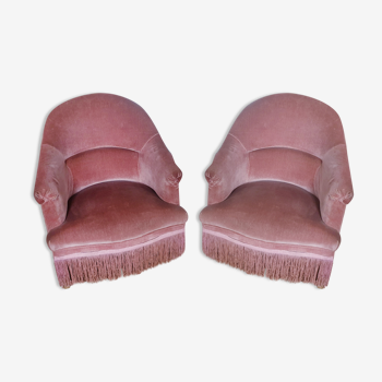 Pair of powder pink toad armchair