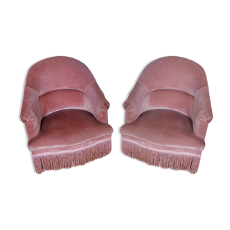Pair of powder pink toad armchair