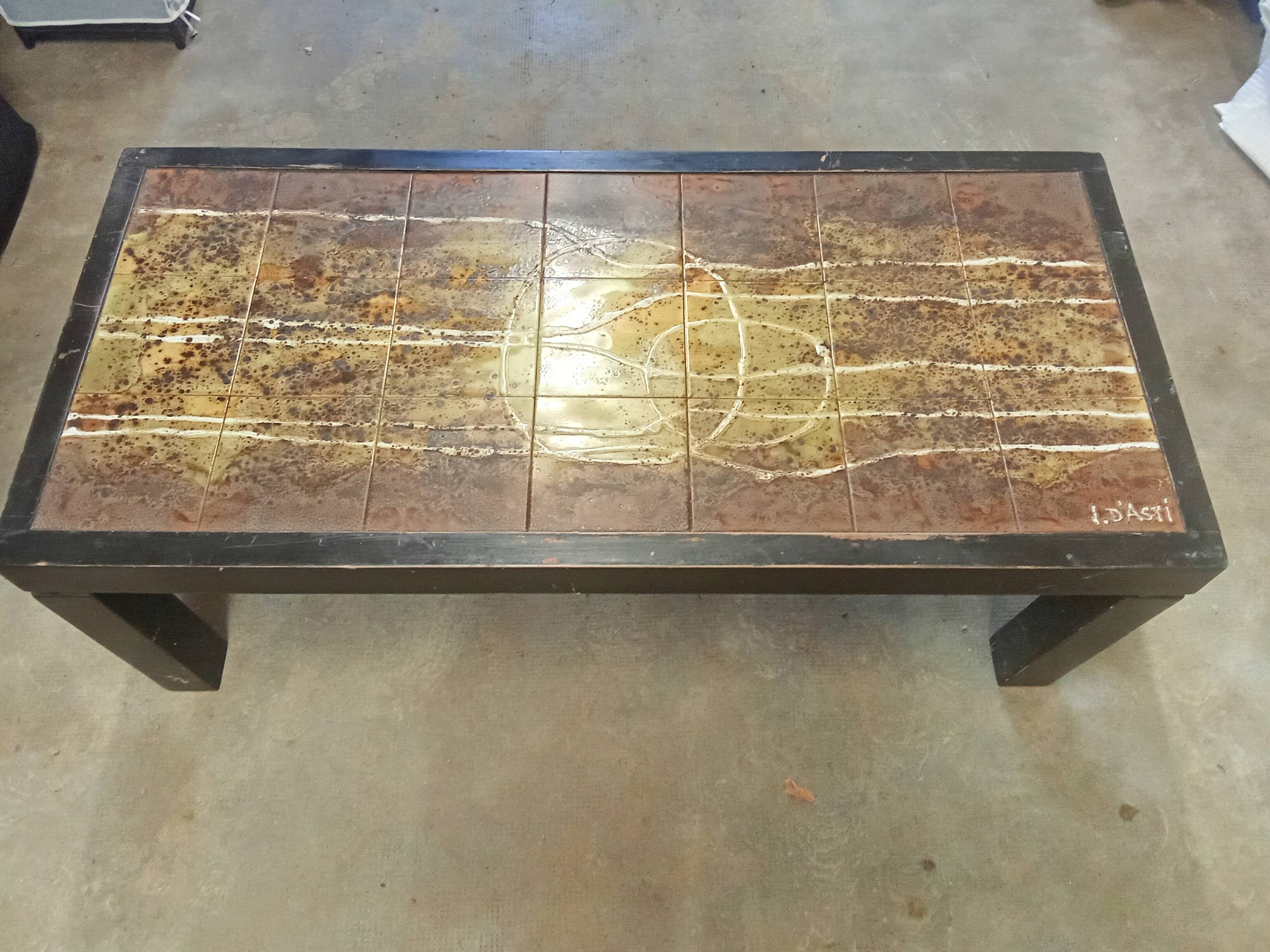 Coffee table signed by Jean d'Asti.