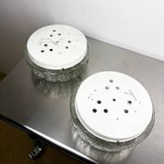 Pair of frozen glass round sconces, Germany, 1960s