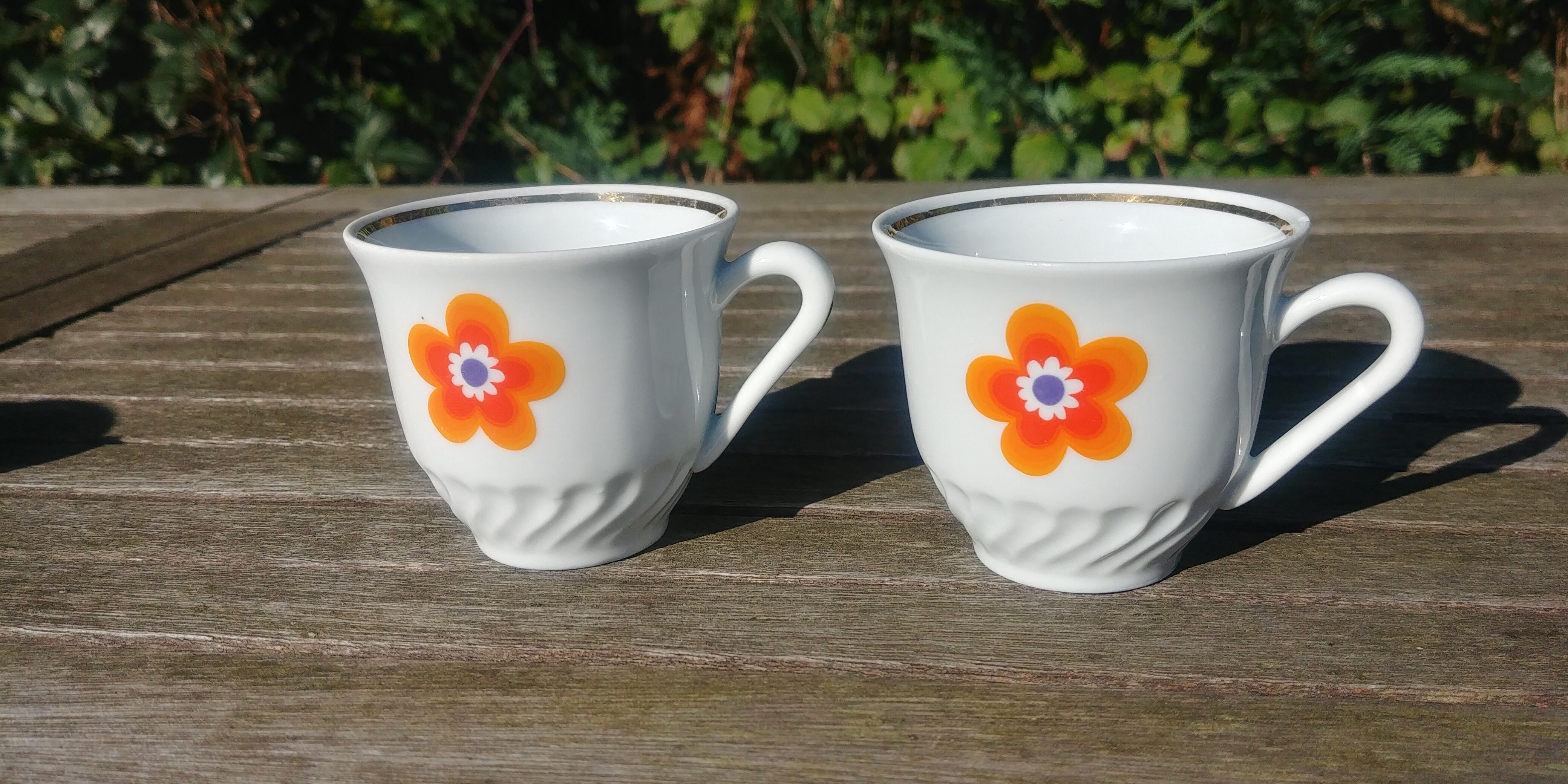 Set of six porcelain coffee cups F.D Chauvigny Vintage 70s