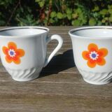 Set of six porcelain coffee cups F.D Chauvigny Vintage 70s