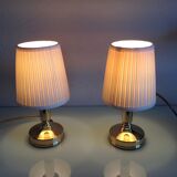 Pair of bedside lamps in golden metal and lampshade creme / vintage years 60-70