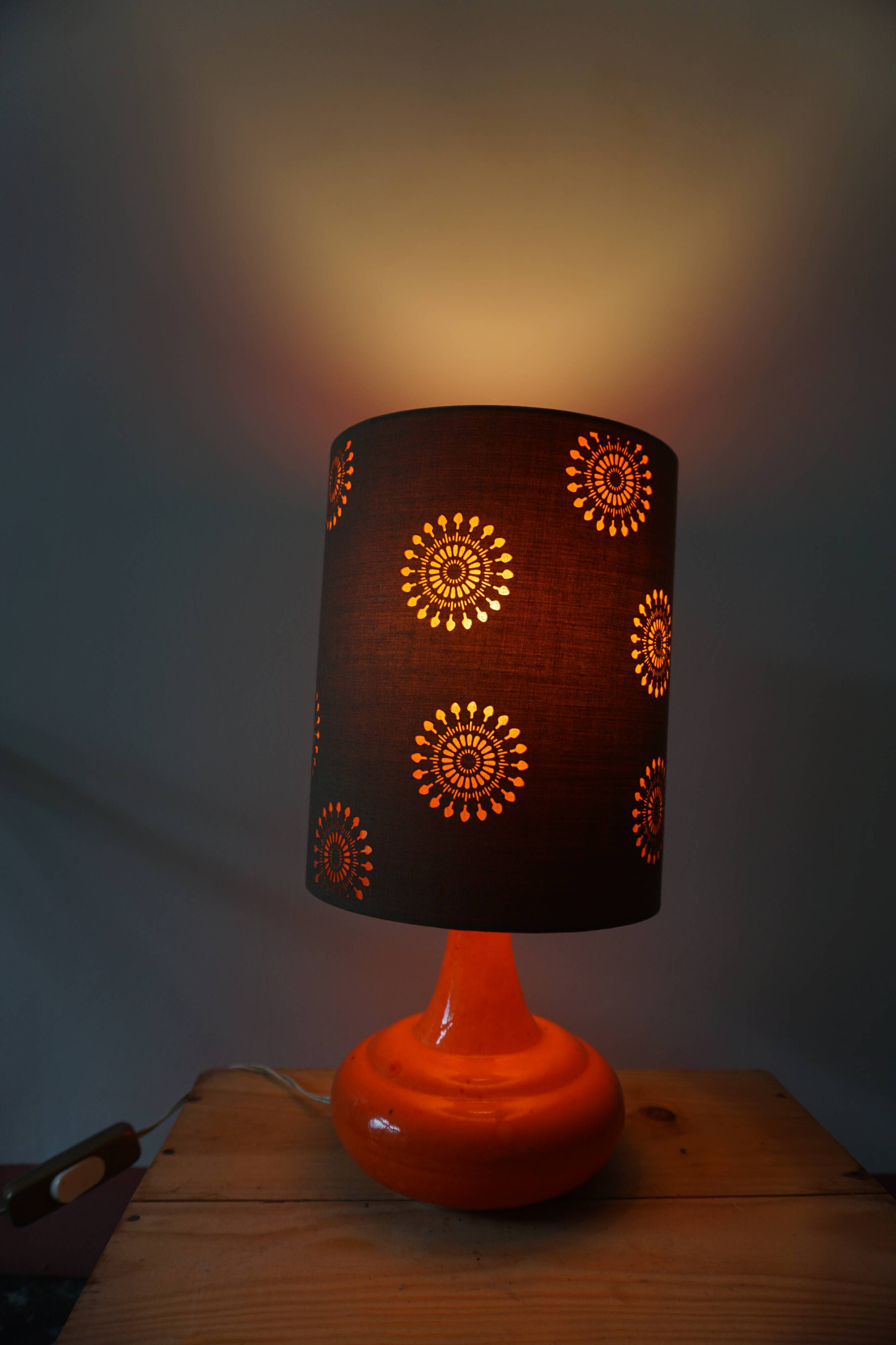 Orange ceramic lamp from the 70s