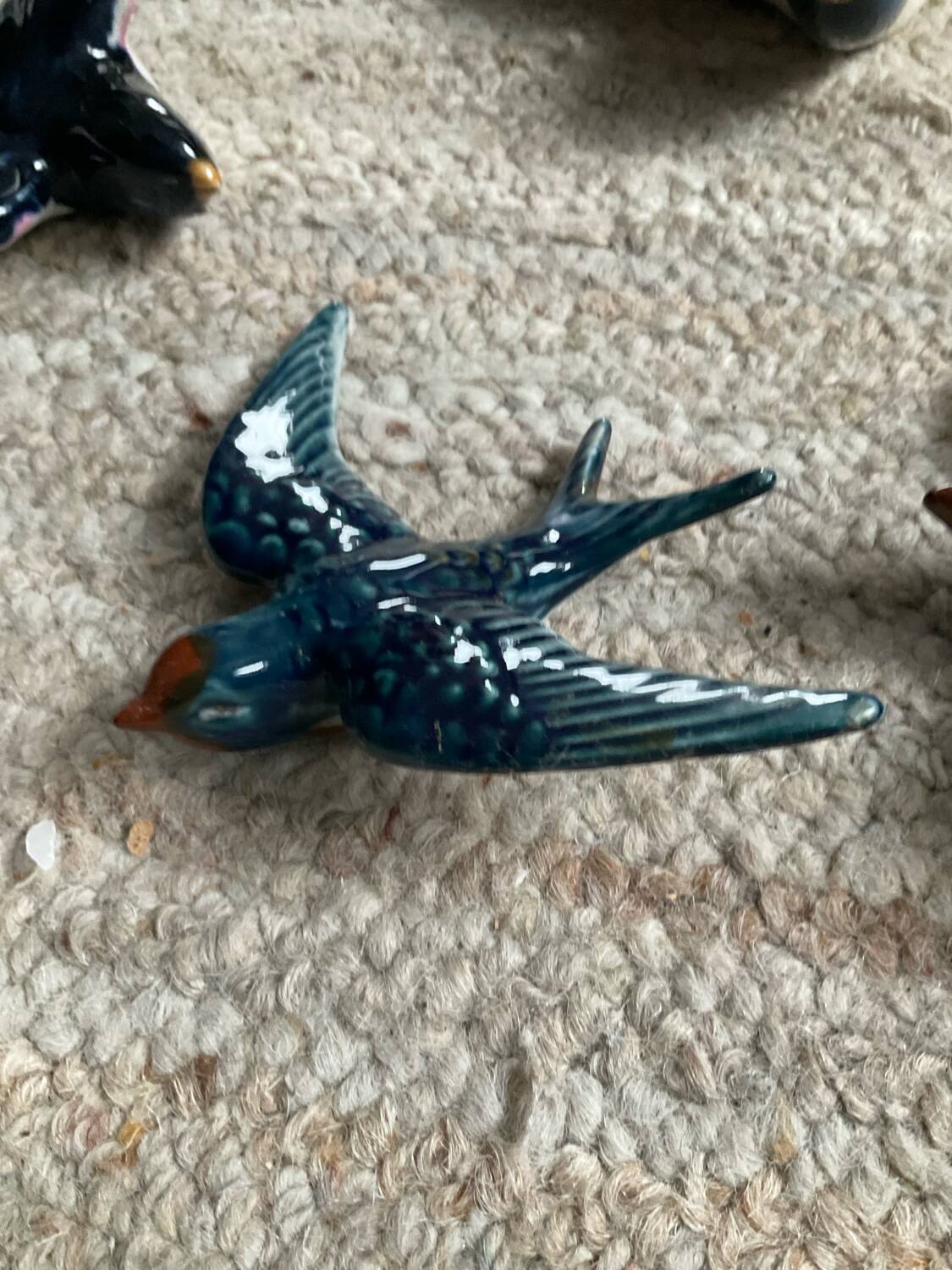 Trio oiseaux en porcelaine vintage pour décoration  murale