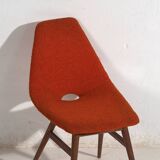 Chaise en bois et tissu orange, c.1960