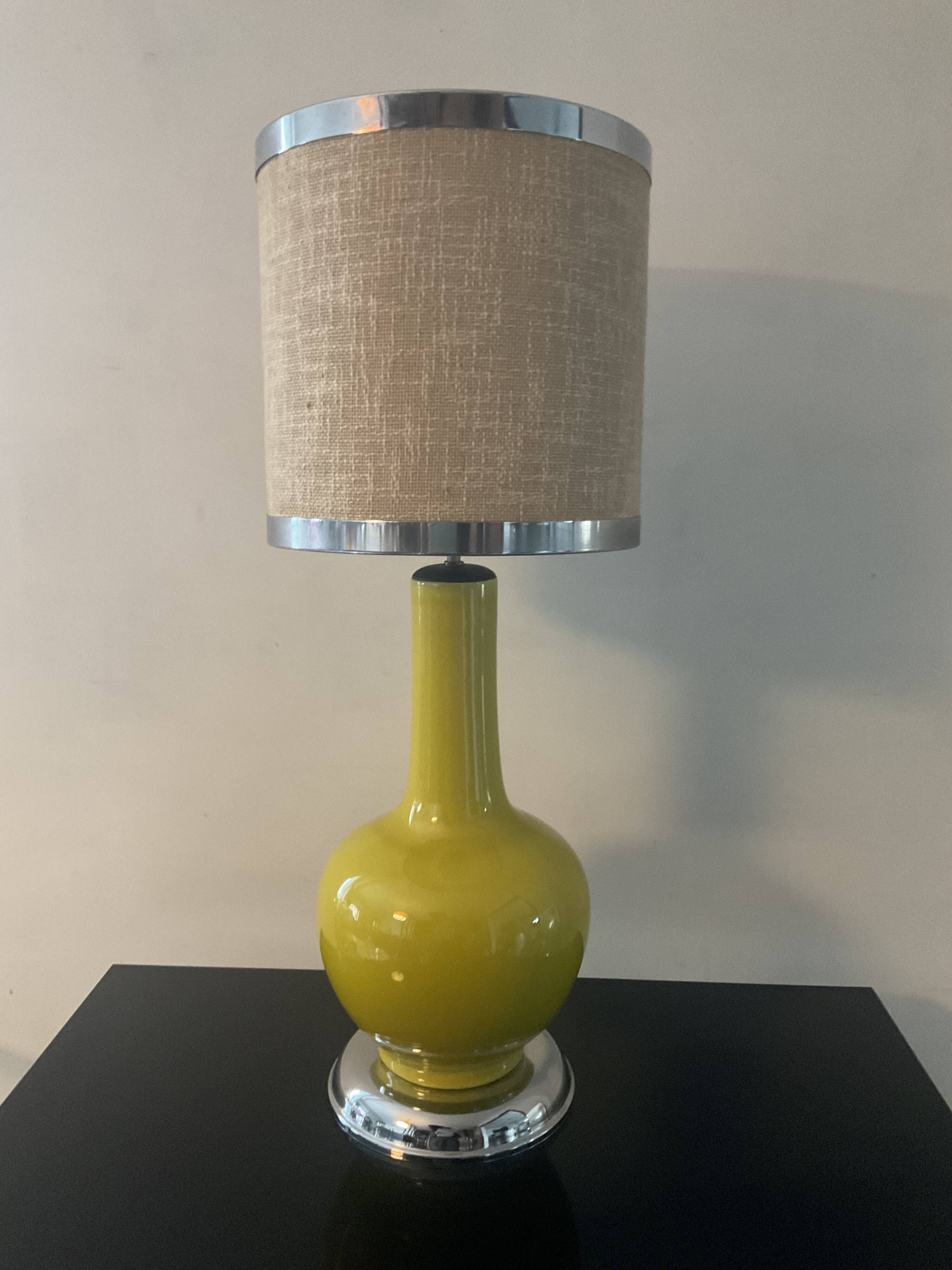 Vintage ceramic and chrome metal lamp from the 60s and 70s