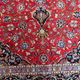 1920s handmade antique wool medallion rug, red & navy, 298 × 411 cm - 1C1302