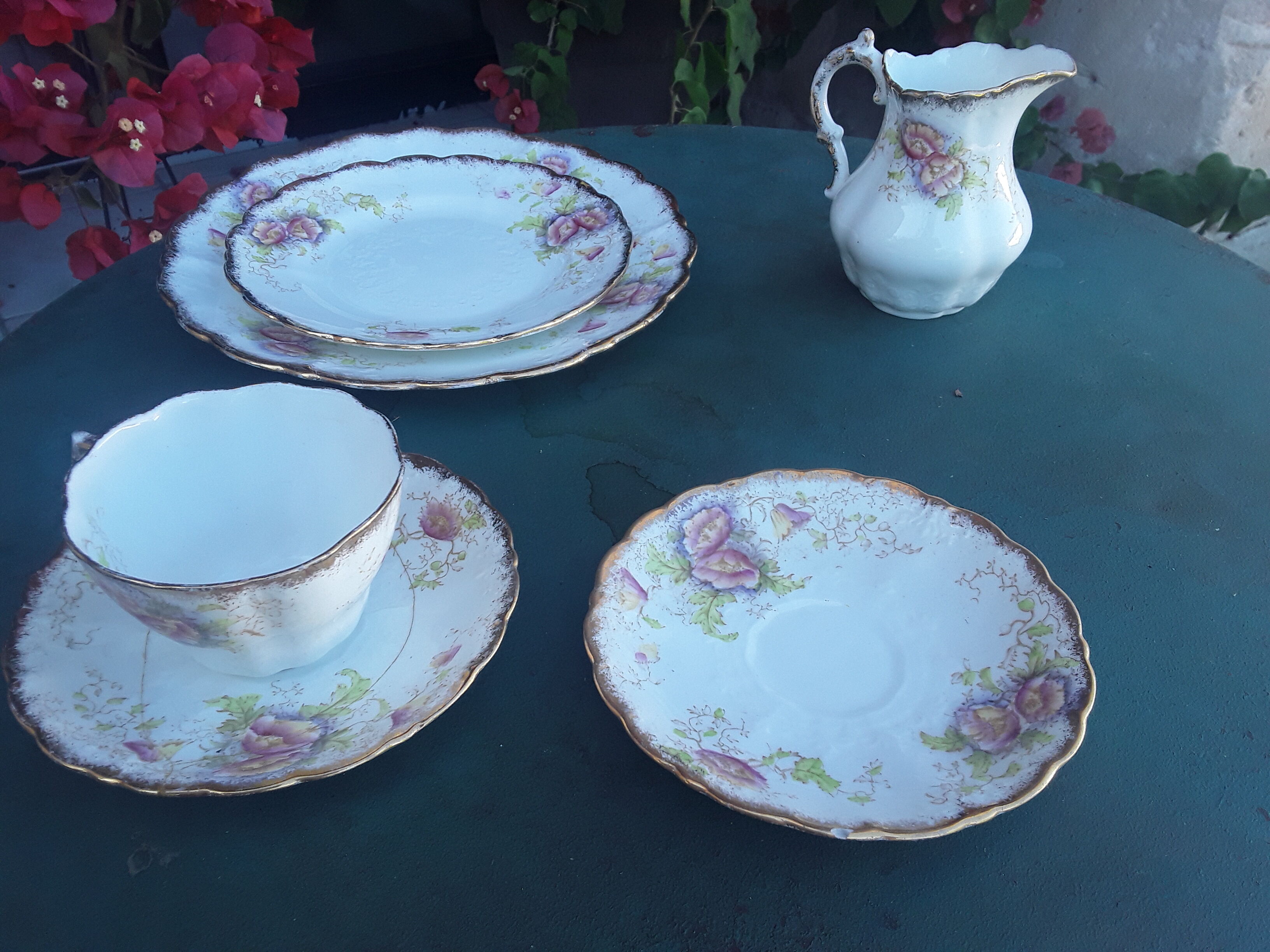 Allertone English porcelain tea service with gateau service