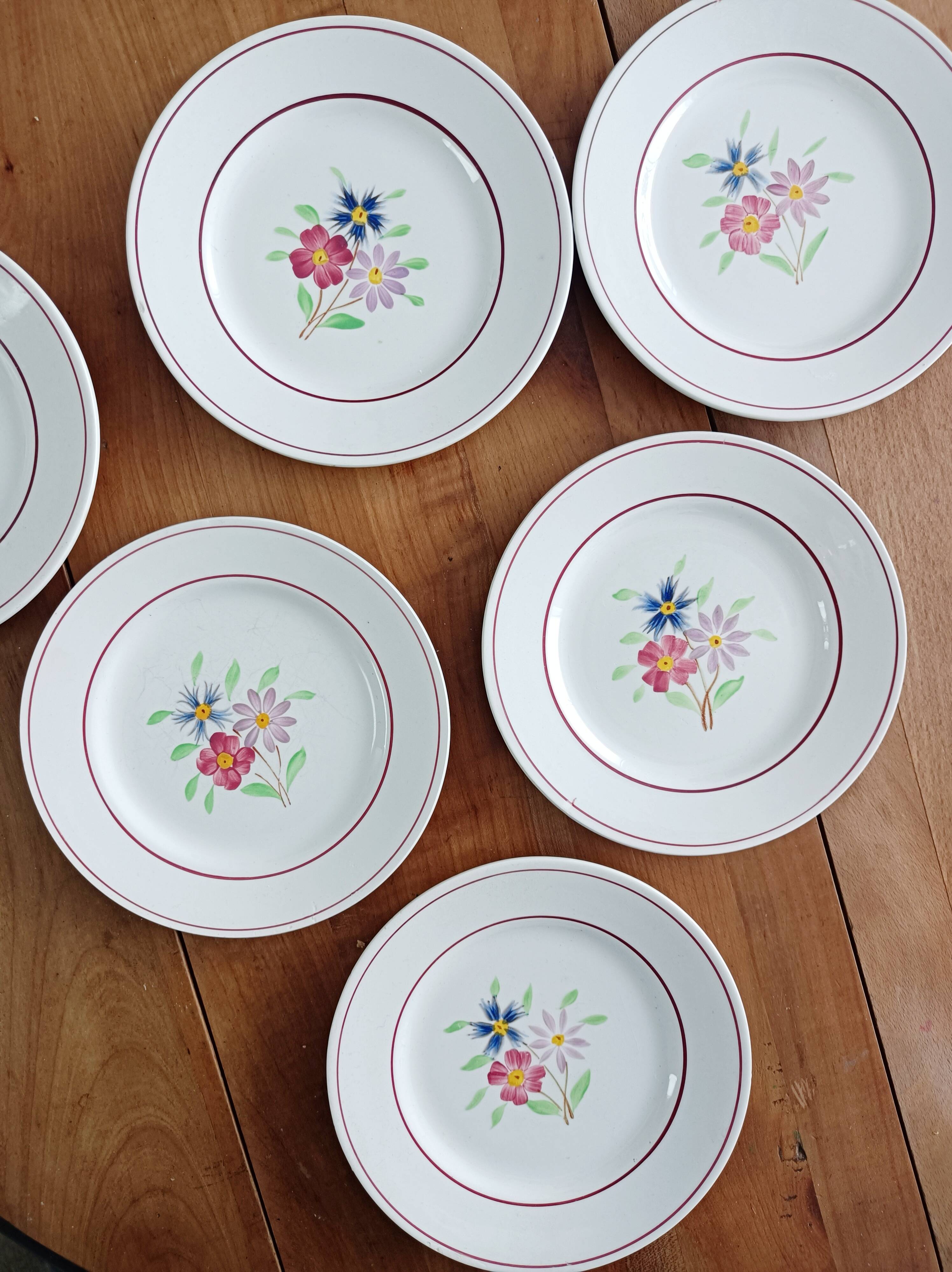 Set of 6 Ceranord dessert plates, Bettina model