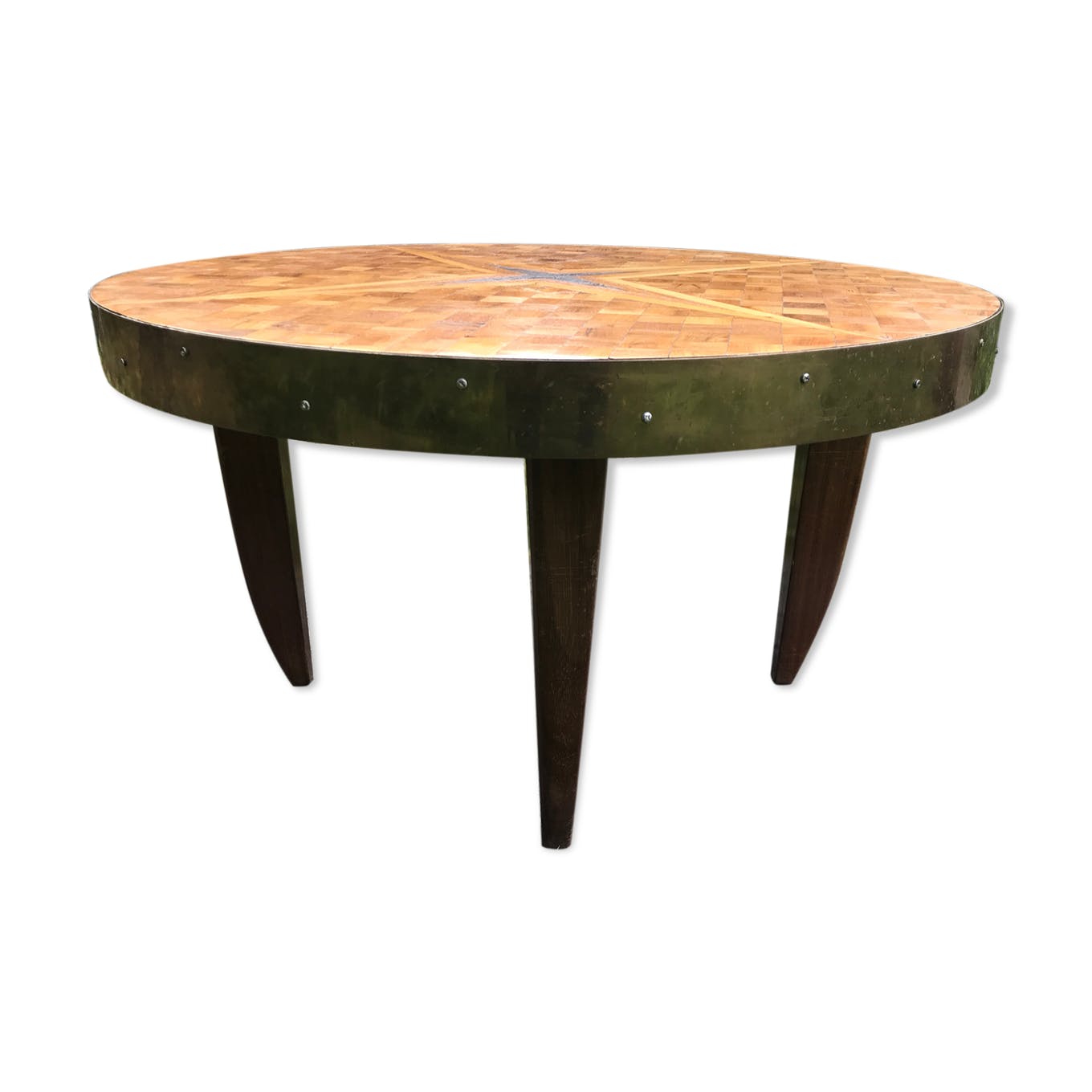 Marquetry and brass coffee table 1960