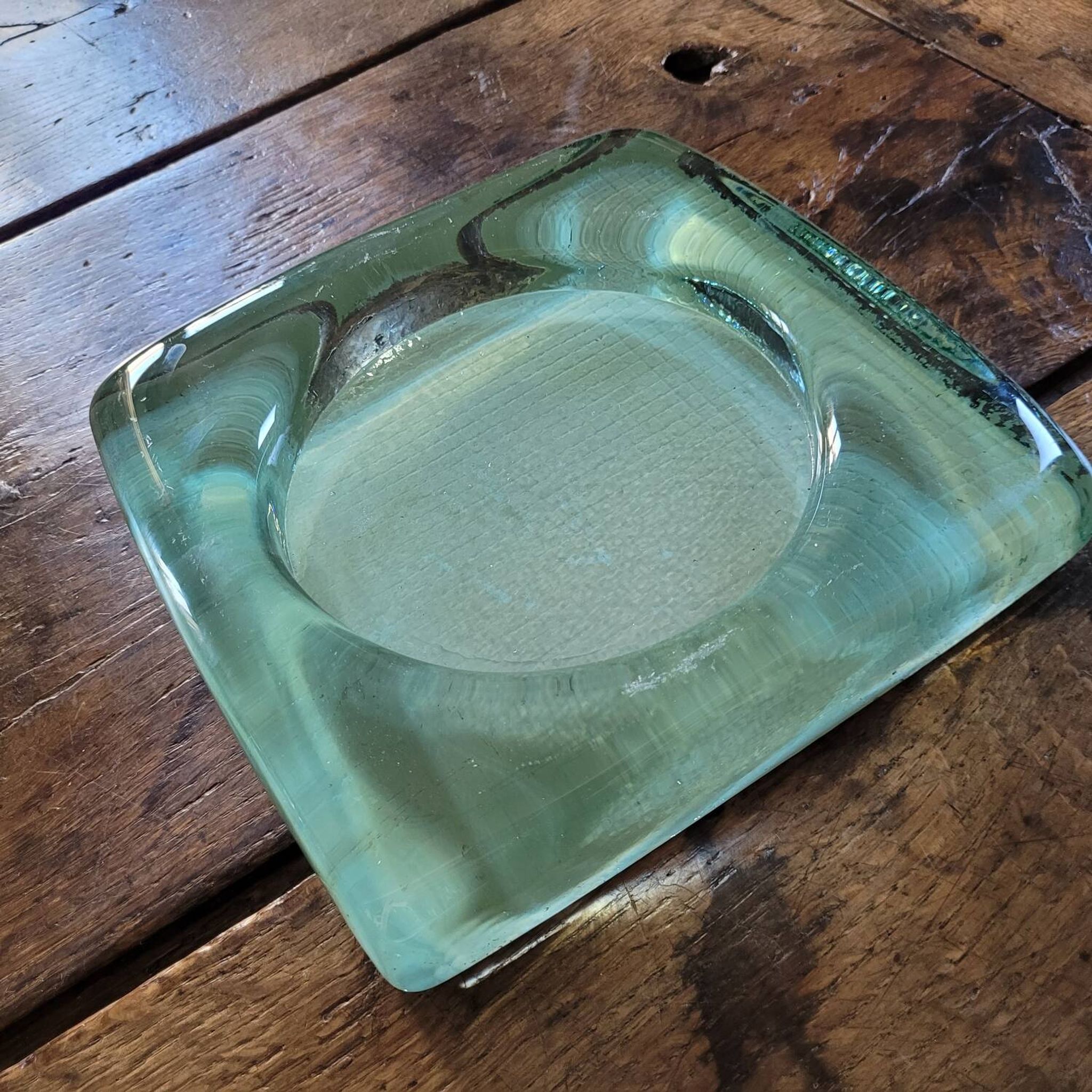 Brutalist Ashtray in Glass Block by La Rochère - Circa 1970