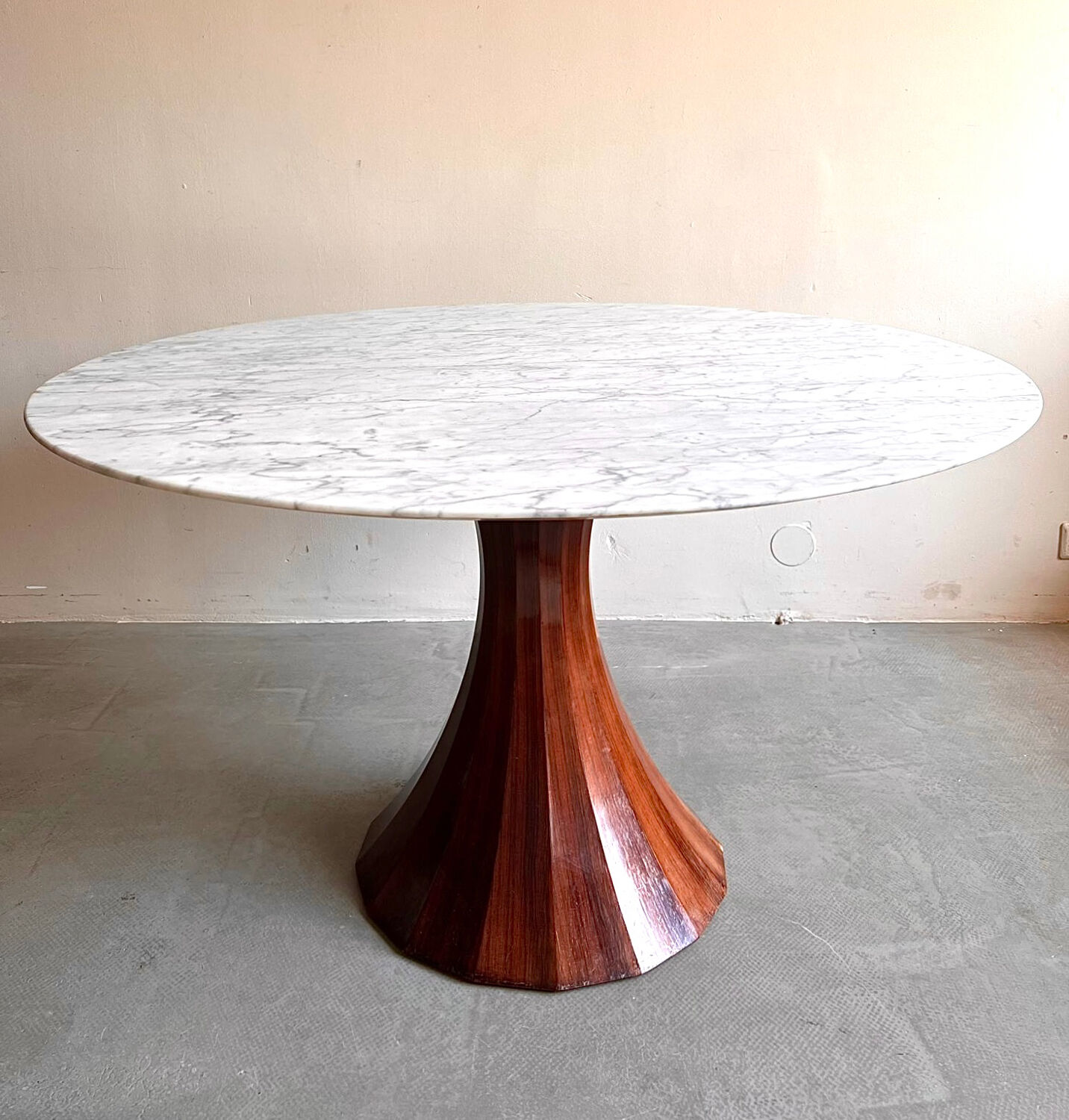 Marble dining table with rosewood base