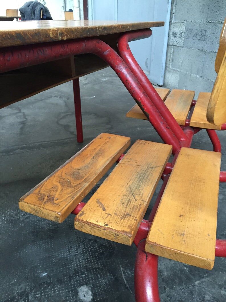 School desk vintage bench