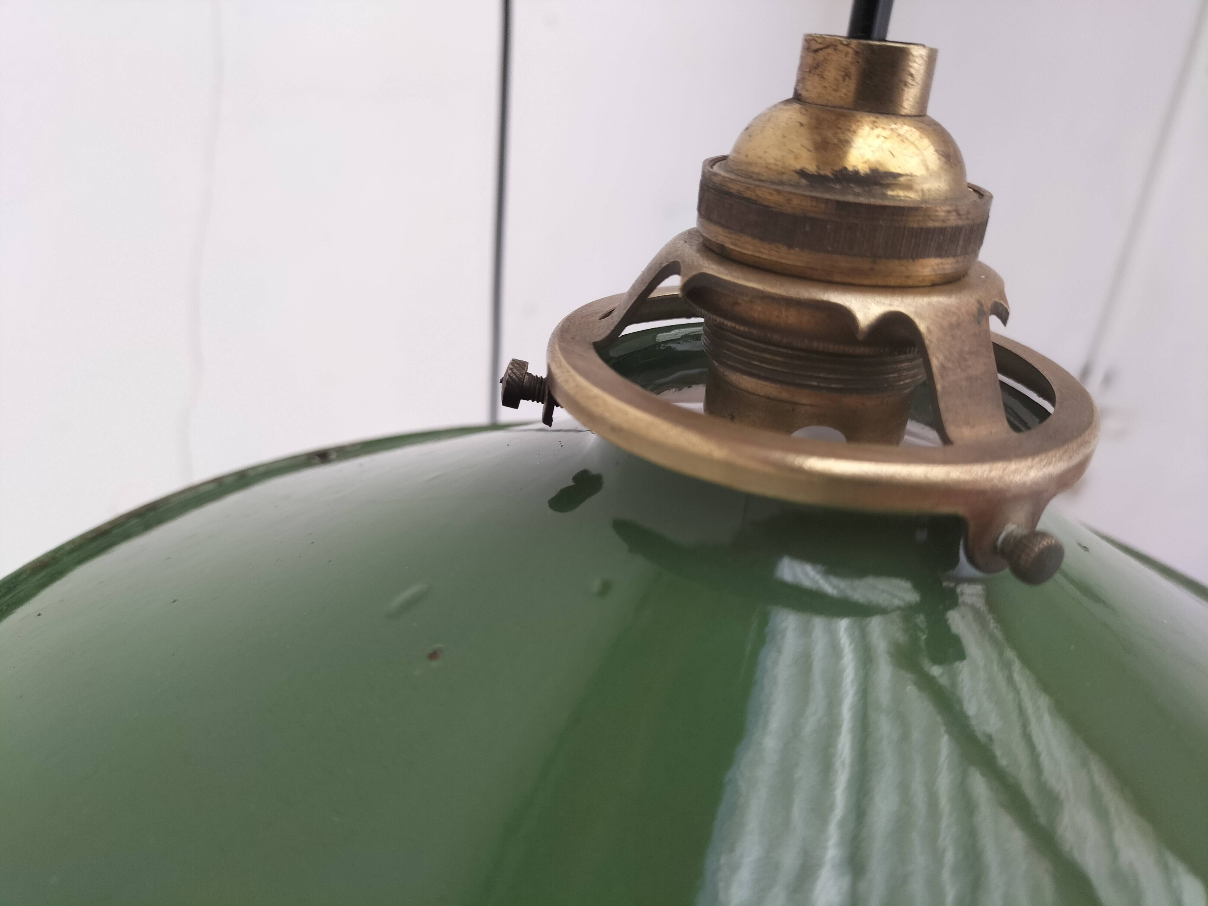 Enameled sheet metal pendant lights