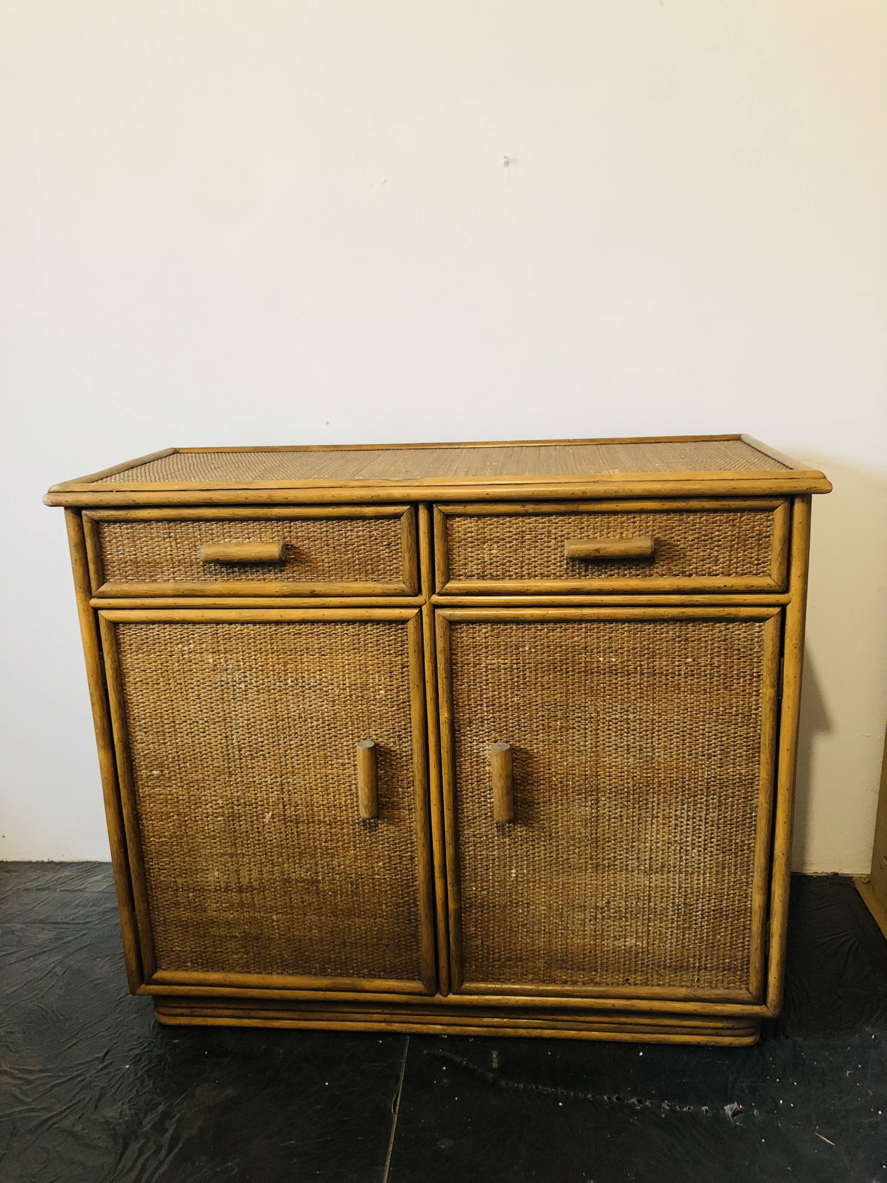 Woven rattan and bamboo buffet—Vivai del Sud, Italy circa 70s