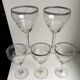 Set of 5 wine glasses in engraved crystal and silver edging 50s