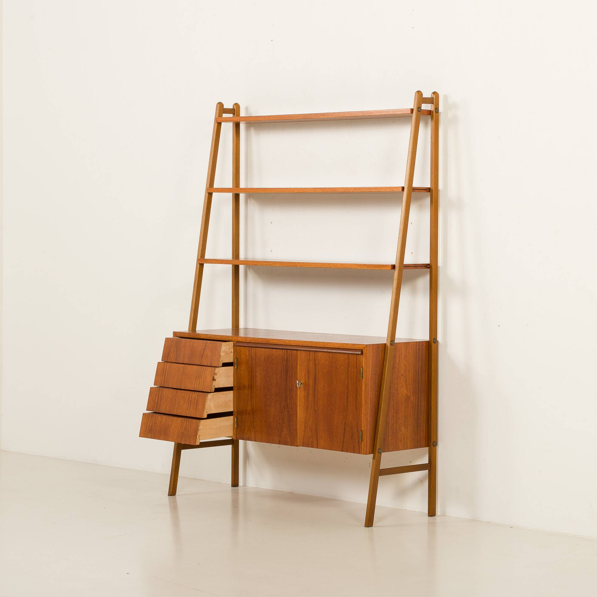 Scandinavian mid century bookcase with a desk, Sweden 1960s