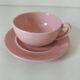 Cup and saucer Salins France in powdered pink earthenware – 1950s-60s
